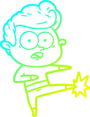 Obraz premium cold gradient line drawing cartoon staring man