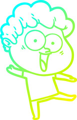 cold gradient line drawing cartoon happy man