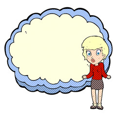 woman with text space cloud