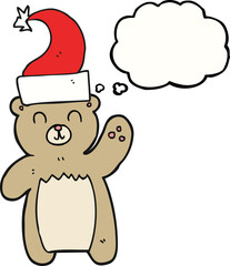 thought bubble cartoon teddy bear waving