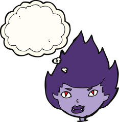 cartoon vampire head with thought bubble