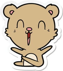 sticker of a happy laughing cartoon bear