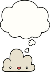 cartoon tiny happy cloud and thought bubble