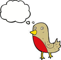 cartoon robin with thought bubble