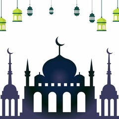 Illustration of Ramadan Kareem background with mosque, Islamic decoration background and Ramadan Kareem concept illustration