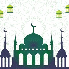 Illustration of Ramadan Kareem background with mosque, Islamic decoration background and Ramadan Kareem concept illustration