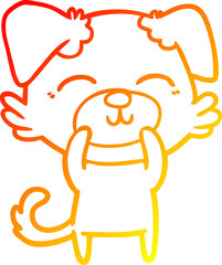 warm gradient line drawing cartoon dog