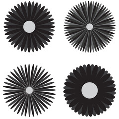 Flower icon set, black Flower isolated on white, vector illustrationeps10