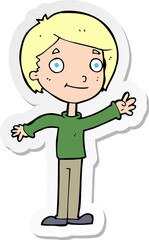 sticker of a cartoon happy boy