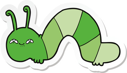 sticker of a cartoon happy caterpillar