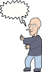 cartoon mean looking man with speech bubble