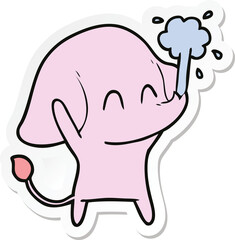 sticker of a cute cartoon elephant spouting water