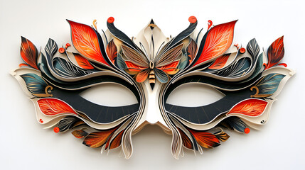 Opera carnival mask on white background. generative ai
