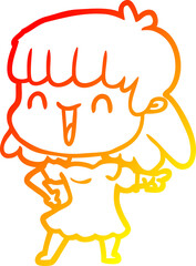 warm gradient line drawing cartoon woman