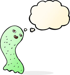 funny cartoon ghost with thought bubble