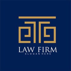 Law firm logo design with letter E G concept and geometric pillars.