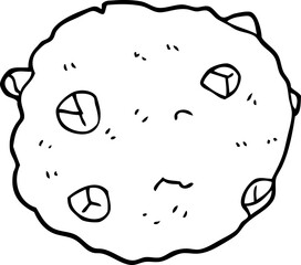 line drawing cartoon chocolate chip cookie