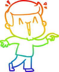 rainbow gradient line drawing cartoon excited man
