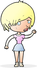 cartoon waving woman