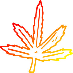 warm gradient line drawing cartoon marijuana leaf