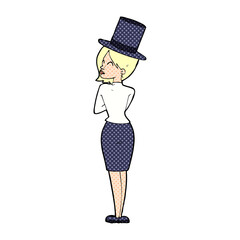 cartoon woman in top hat