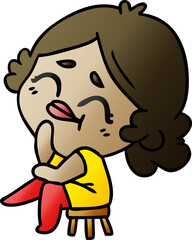 gradient cartoon of a kawaii woman