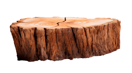 A large log with a hole in the middle, cut out element. Isolated on transparent background, PNG