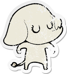 distressed sticker of a cute cartoon elephant