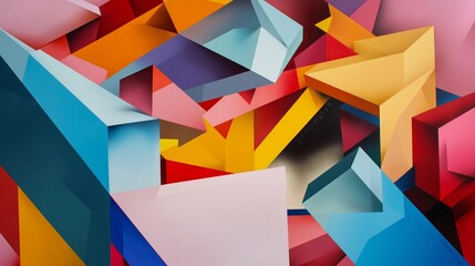 Playful geometric shapes dancing in a 3D abstract symphony of color, offering a delightful and visually striking experience.
