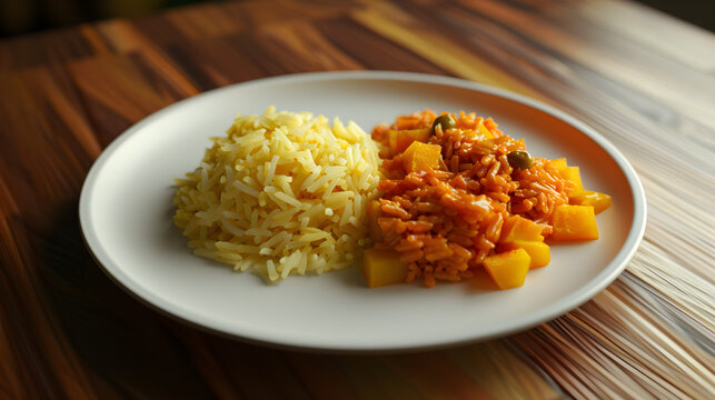 Savory rice and curry dish on plate