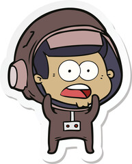 sticker of a cartoon surprised astronaut