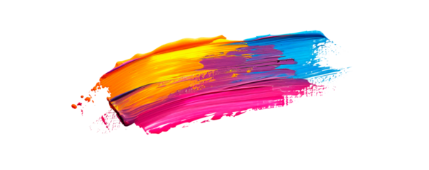 A colorful brush stroke. Isolated on transparent background, PNG