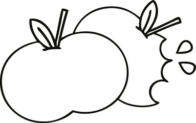 line drawing cartoon juicy apple