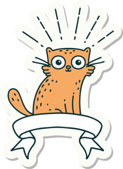 sticker of tattoo style surprised cat