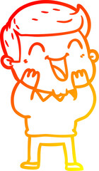 warm gradient line drawing cartoon man laughing