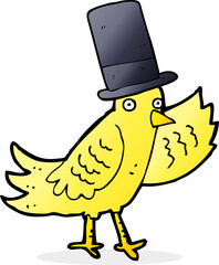 cartoon bird in top hat