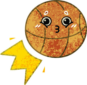 retro illustration style cartoon basketball