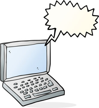 speech bubble cartoon laptop computer