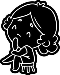cartoon icon of a cute kawaii lady