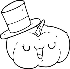 cartoon pumpkin wearing hat