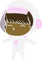 flat color style cartoon curious astronaut