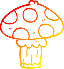 warm gradient line drawing cartoon toadstool