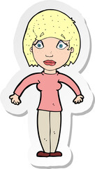 sticker of a cartoon surprised woman