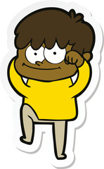 sticker of a happy cartoon man