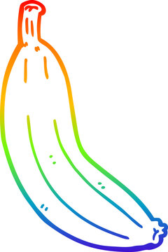 rainbow gradient line drawing cartoon banana