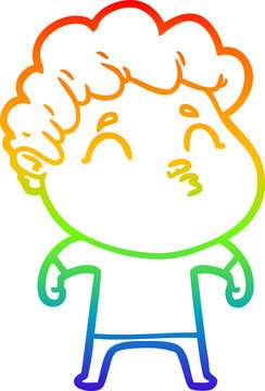 recommend clip art: rainbow gradient line drawing cartoon man pouting