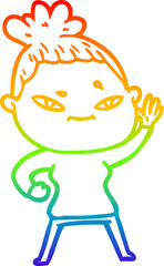 rainbow gradient line drawing cartoon woman