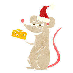 retro cartoon christmas mouse