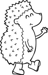 cute black and white cartoon hedgehog