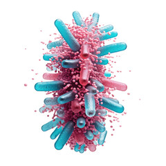 Viruses, germs and bacteria, microorganism types. Illness or disease microscopic cells and...